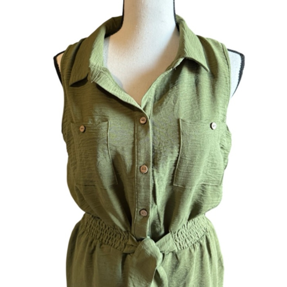 BOUTIQUE OLIVE GREEN UTILITY SLEEVELESS ROMPER